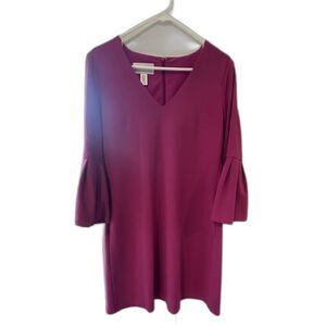 Donna Morgan Magenta Bell Sleeve Work Dress